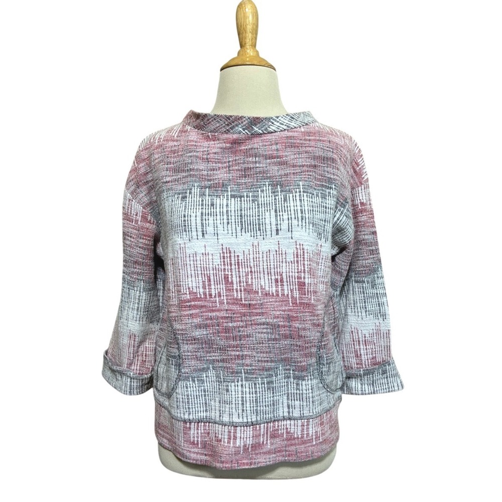 Anthropologie Postmark Medium Cropped Abstract Print Sweatshirt Pockets Cozycore